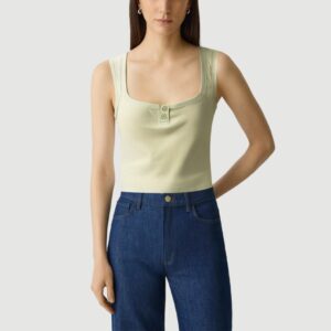 Double-button square-neck slim-fit vest