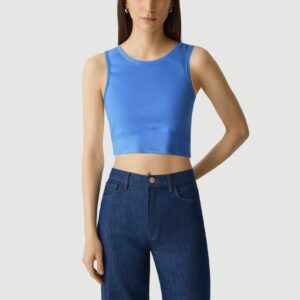 Retro hollow round neck short sports vest