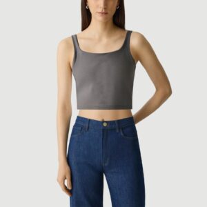 Retro hollow square neck short vest