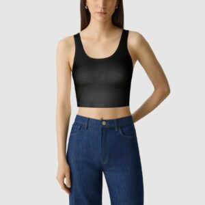 Off-the-shoulder sleeveless cropped vest