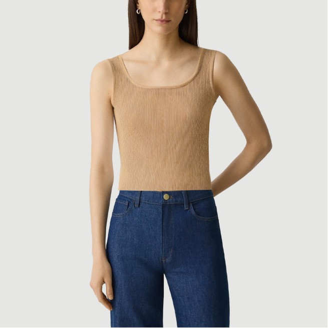 Vintage Square Neck Knit Slim Camisole - Image 2