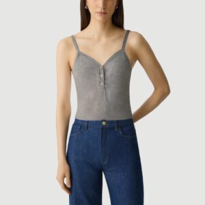 Sexy V-neck Button-Front Knit Tank Top