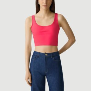 Rose Red Slim Sleeveless Cropped Sports Vest