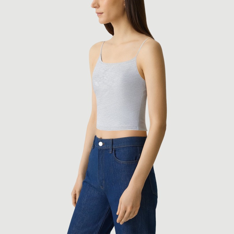 Plus Size Grey Sleeveless Cropped Camisole - Image 3