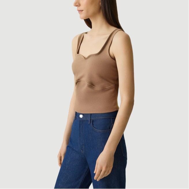 Retro curved patchwork camisole - Image 4