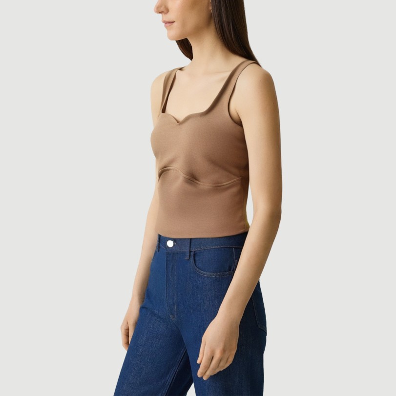 Retro curved patchwork camisole - Image 3