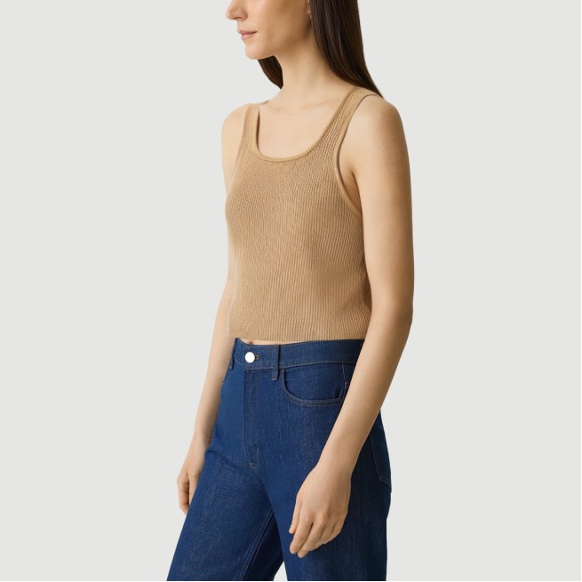 Vintage Square Neck Knit Slim Camisole - Image 4