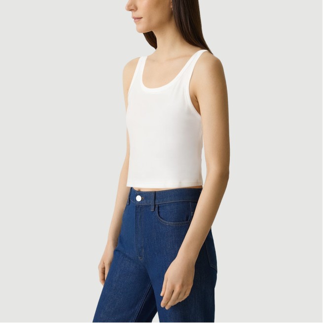 White slim-fit sleeveless cropped sports vest - Image 4