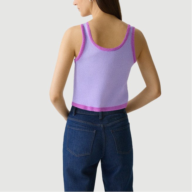 Retro patchwork square neck short camisole - Image 6