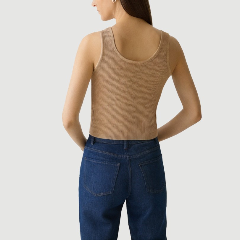 Vintage Square Neck Knit Slim Camisole - Image 5