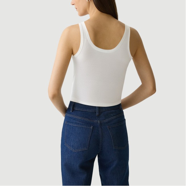 White slim-fit sleeveless cropped sports vest - Image 6