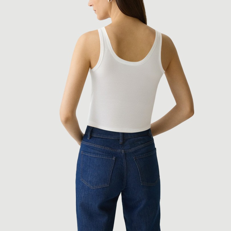 White slim-fit sleeveless cropped sports vest - Image 5