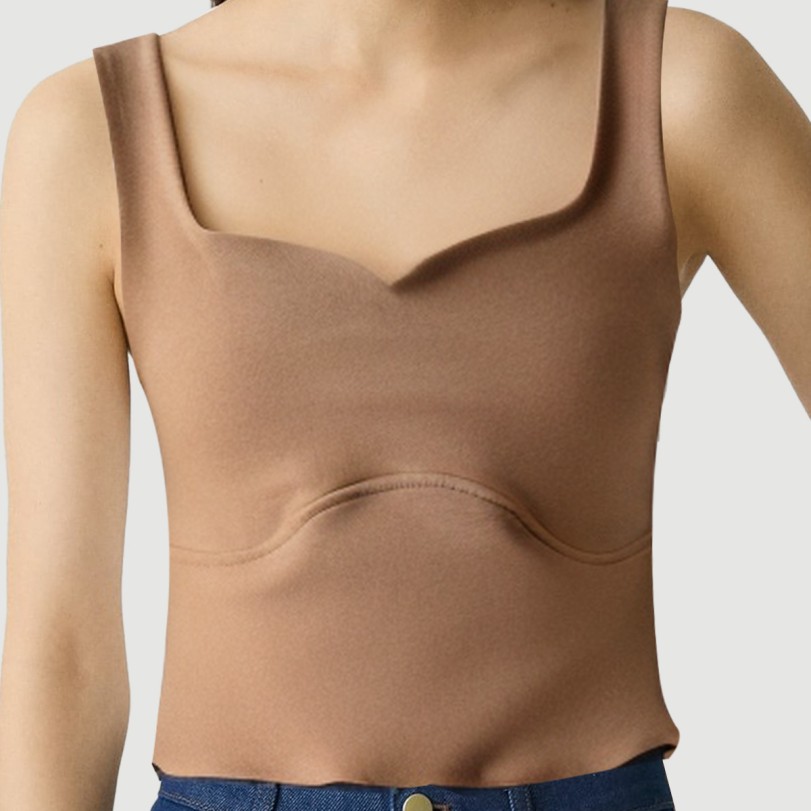 Retro curved patchwork camisole - Image 7