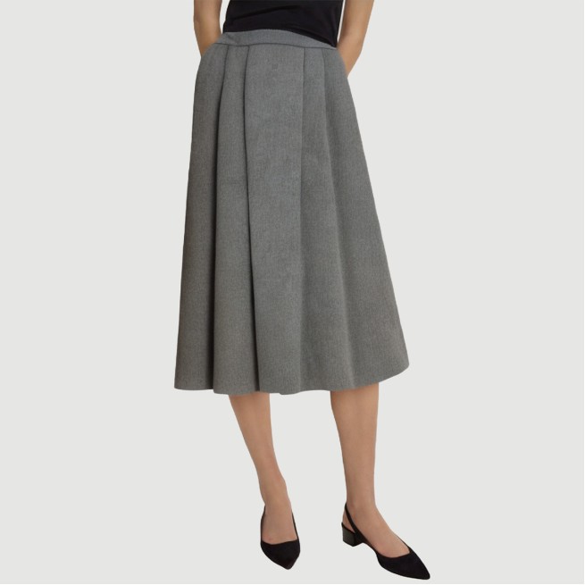 Gray zipper pleated maxi skirt - Image 2