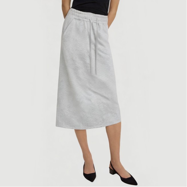 Drawstring waist casual slit knitted maxi skirt - Image 2