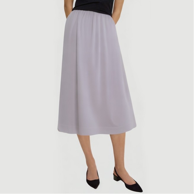 Purple elastic waist calf-length A-line skirt - Image 2