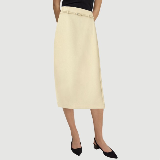Yellow back slit A-line maxi skirt - Image 2
