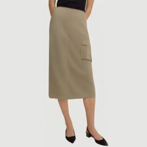 Green zippered maxi skirt with side pockets