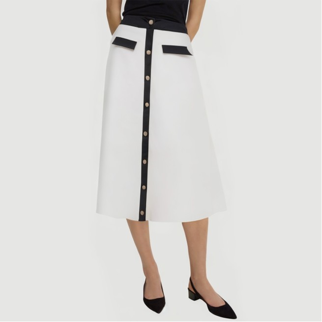 Button-paneled white bandage skirt - Image 2