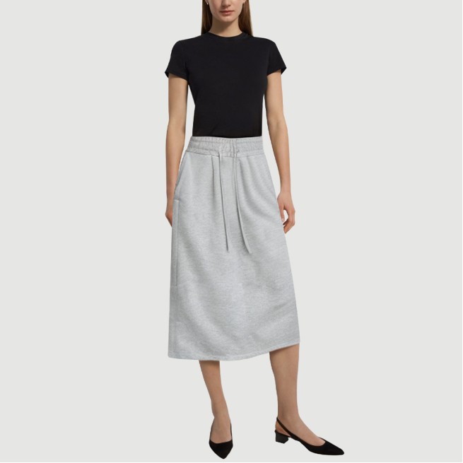 Drawstring waist casual slit knitted maxi skirt - Image 6