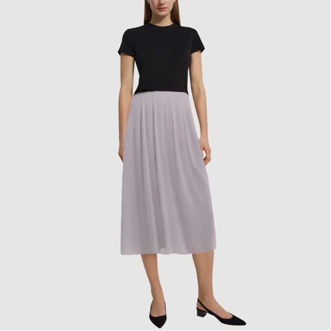 Purple elastic waist calf-length A-line skirt - Image 6