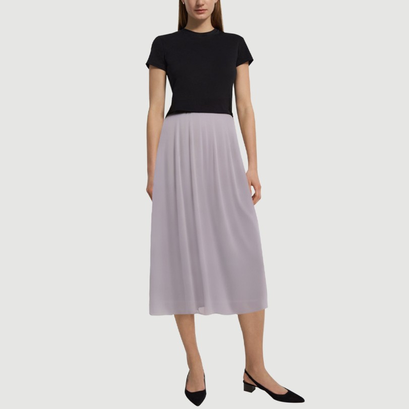 Purple elastic waist calf-length A-line skirt - Image 5