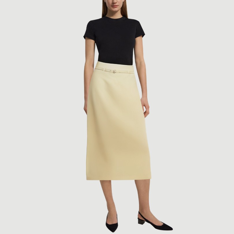 Yellow back slit A-line maxi skirt - Image 5