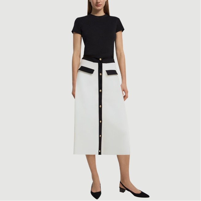 Button-paneled white bandage skirt - Image 6