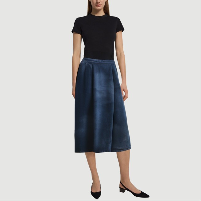 Denim blue front slit denim long skirt - Image 6