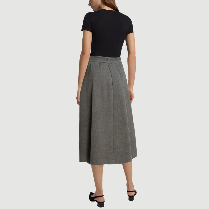 Gray zipper pleated maxi skirt - Image 3