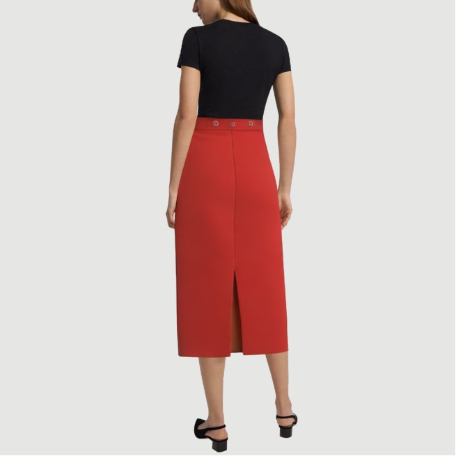 Red rivet-embellished back-slit maxi skirt - Image 4