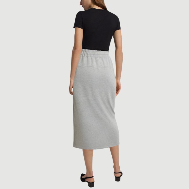 Drawstring waist casual slit knitted maxi skirt - Image 4