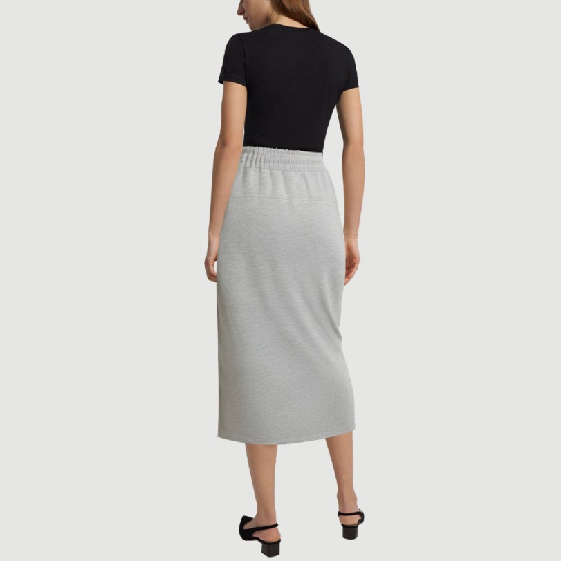 Drawstring waist casual slit knitted maxi skirt - Image 3
