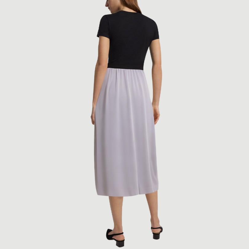 Purple elastic waist calf-length A-line skirt - Image 3