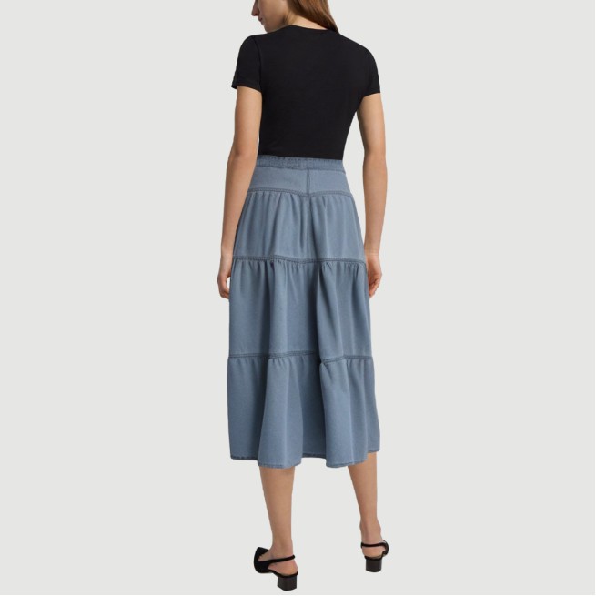 Light Blue Washed Denim Lotus Maxi Skirt - Image 4