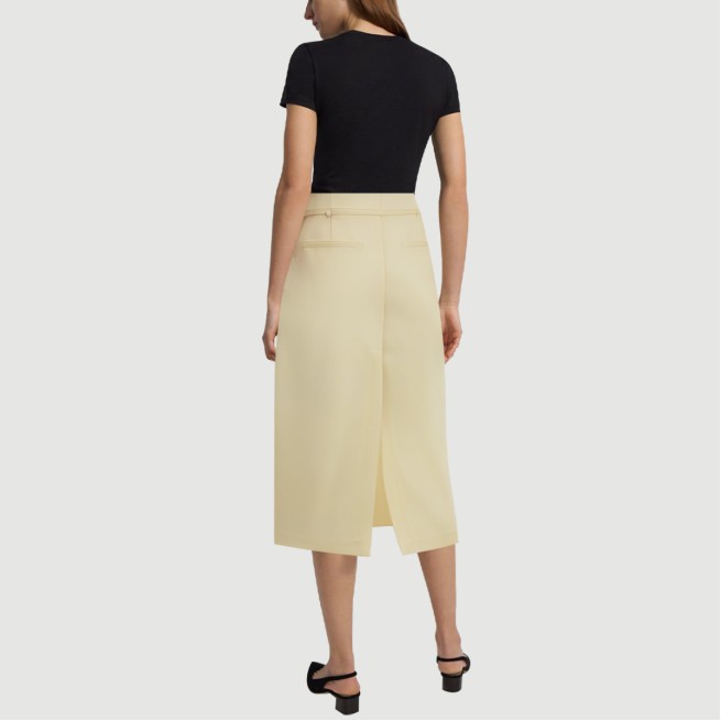 Yellow back slit A-line maxi skirt - Image 4