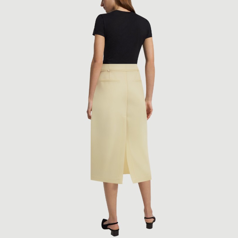 Yellow back slit A-line maxi skirt - Image 3