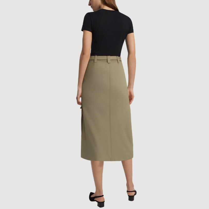 Green zippered maxi skirt with side pockets - Image 3