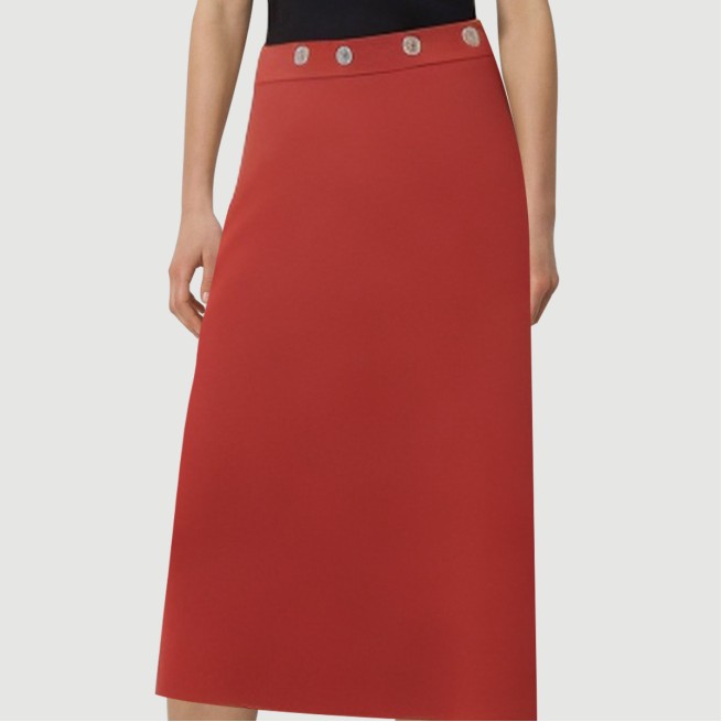 Red rivet-embellished back-slit maxi skirt - Image 8