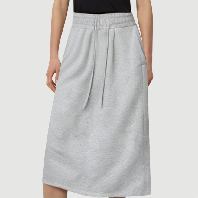 Drawstring waist casual slit knitted maxi skirt - Image 8