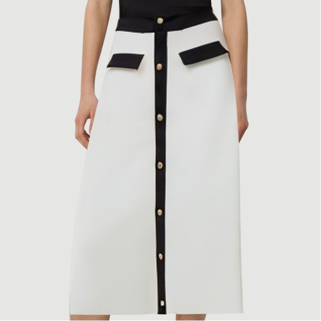 Button-paneled white bandage skirt - Image 8
