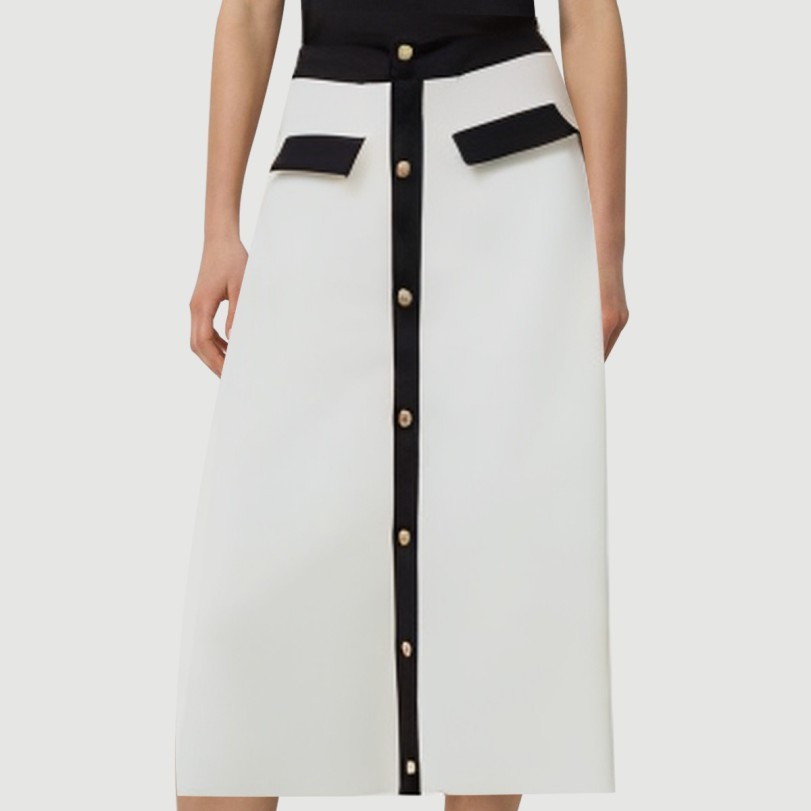 Button-paneled white bandage skirt - Image 7
