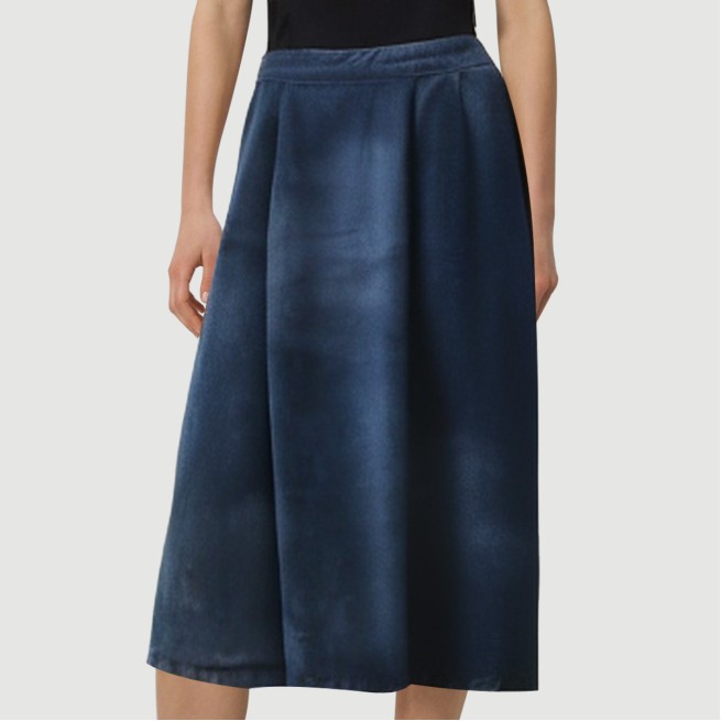 Denim blue front slit denim long skirt - Image 8