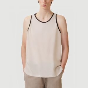 Vest with embossed print and embroidered beads