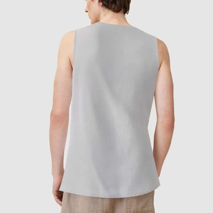 Cotton and linen high-low hem casual vest - Image 3