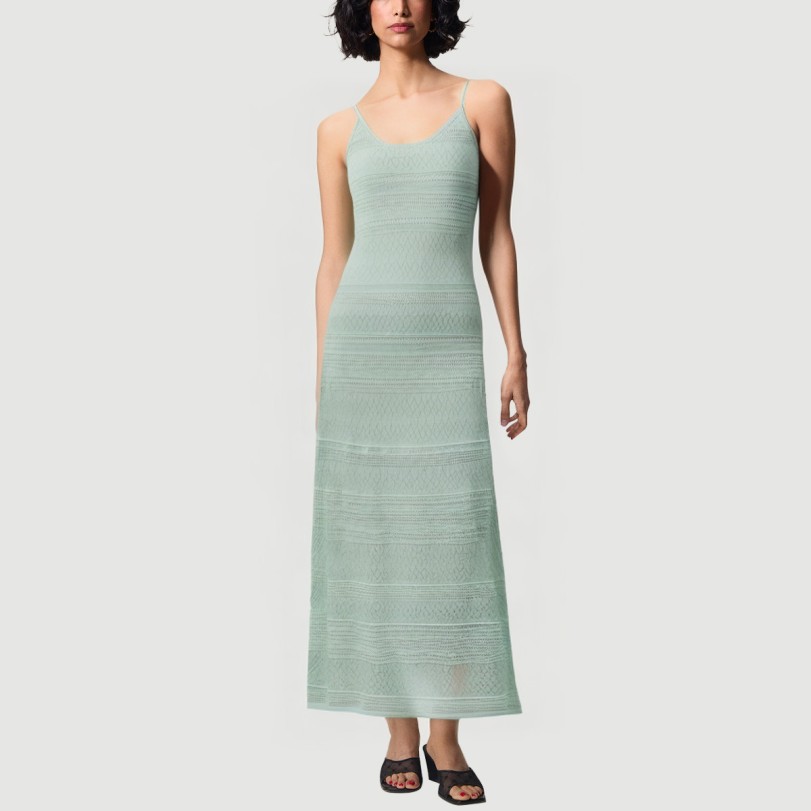 French knitted hollow sleeveless sexy long skirt