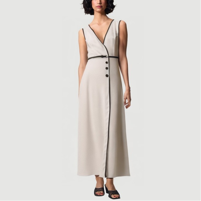 Elegant plaid V-neck sleeveless maxi dress - Image 2