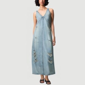 Denim blue ripped shoulder dress