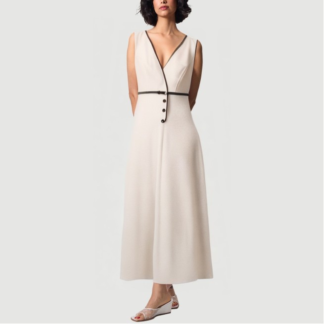 Elegant plaid V-neck sleeveless maxi dress - Image 6