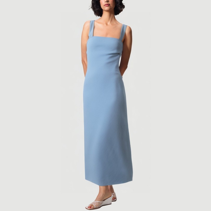 Blue collarless spaghetti strap maxi dress - Image 5